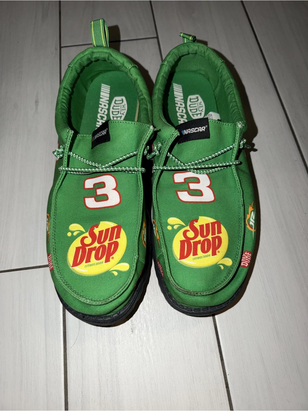 Hey Dudes NASCAR Green Sun Drop Racing Slip-On Sneakers
